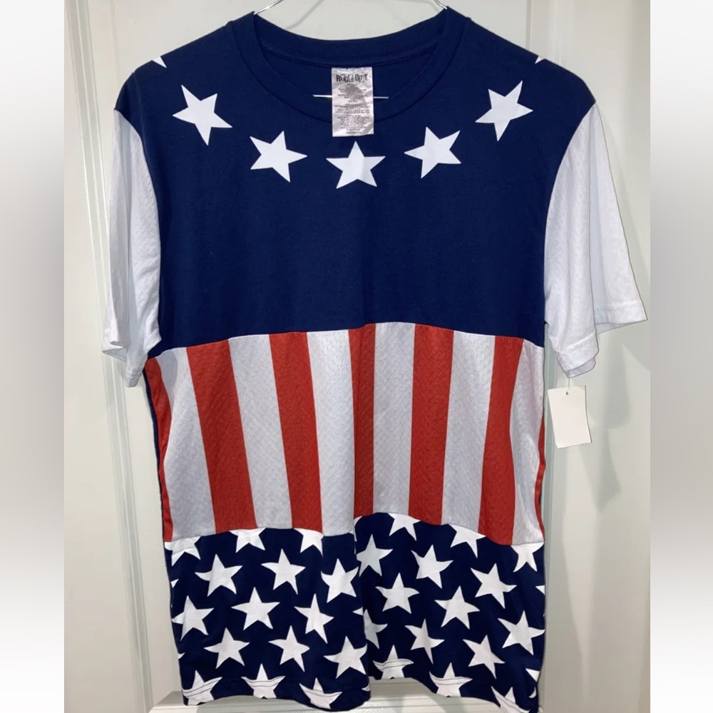 New Men’s Ryde Out Crew Neck American Flag Graphic Short Sleeve 4th July Size M
